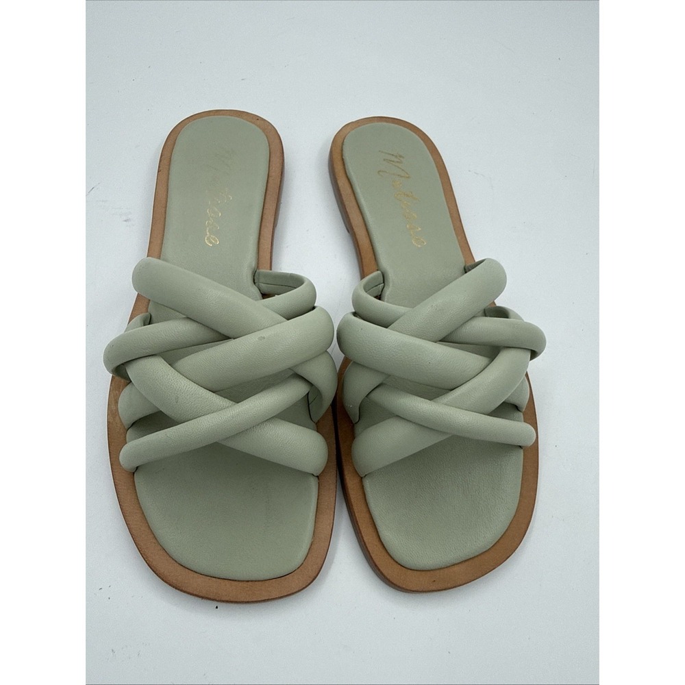 Sage Braided Slide Sandals in Light Sage Green